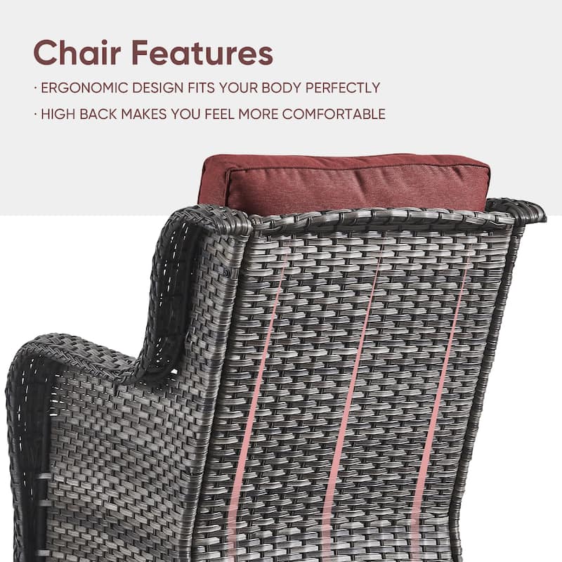 Pocassy Outdoor Patio Chairs with Ottomans Set of 4
