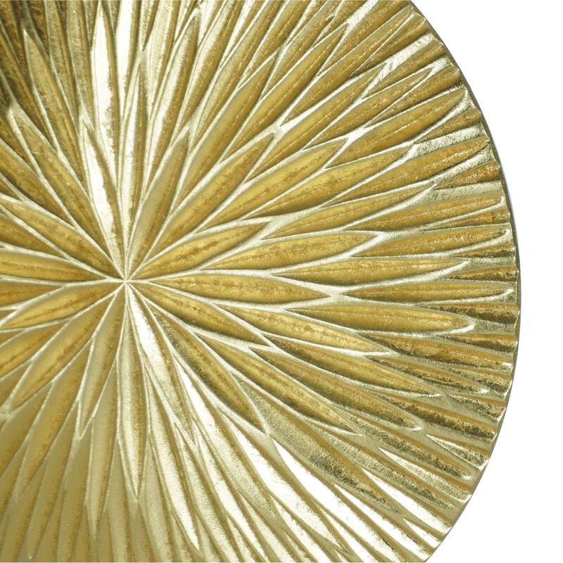 HUJI Golden Pine Wood Carving Plate Wall Decor