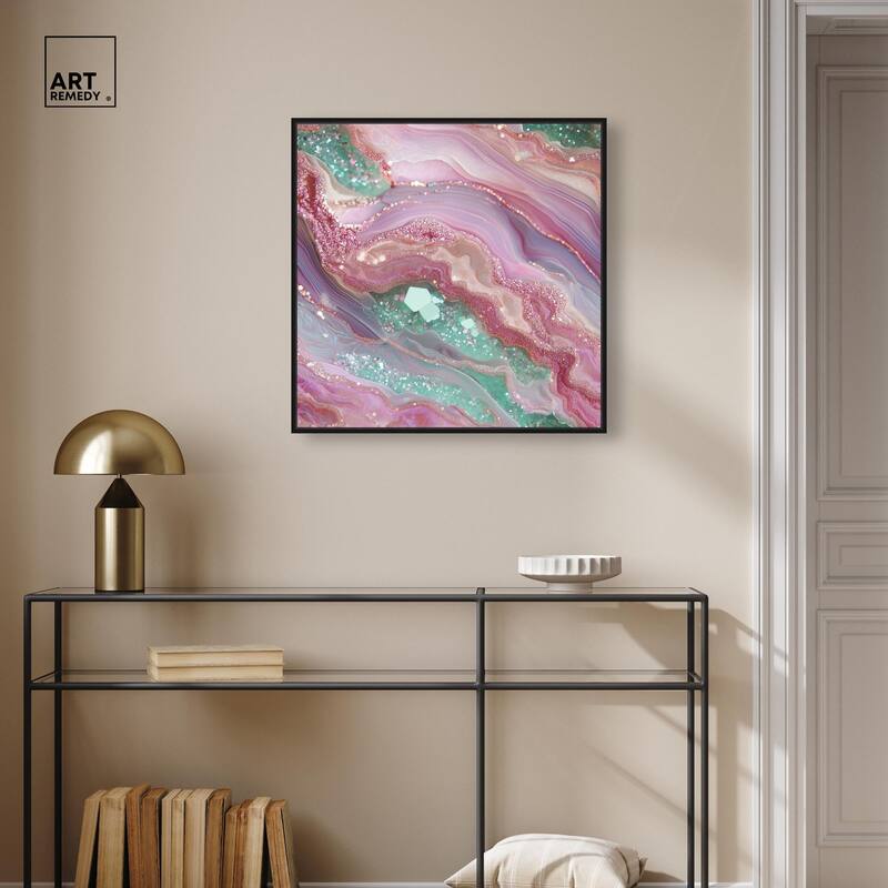 Pink and Mint Crystal II Canvas by Art Remedy