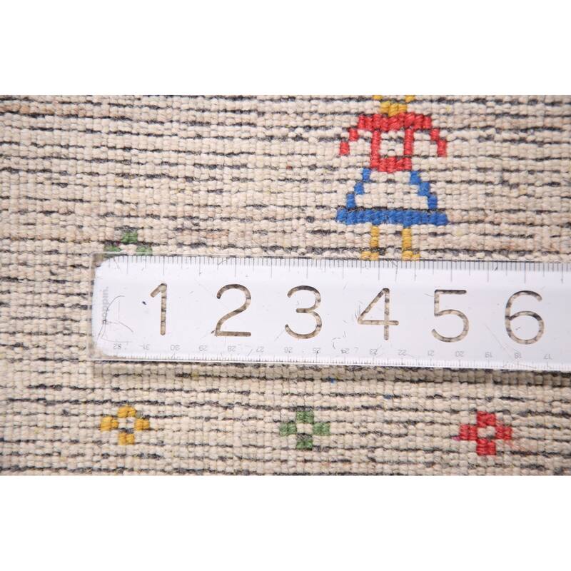 Striped Gabbeh Oriental Area Rug Hand-Knotted Wool Carpet - 8'6" x 11'7"