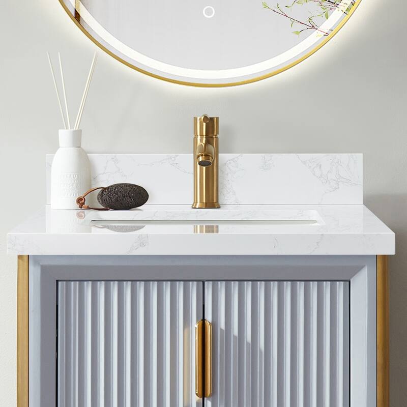 Malaga Composite Stone Vanity Top with White Rectangular Sink
