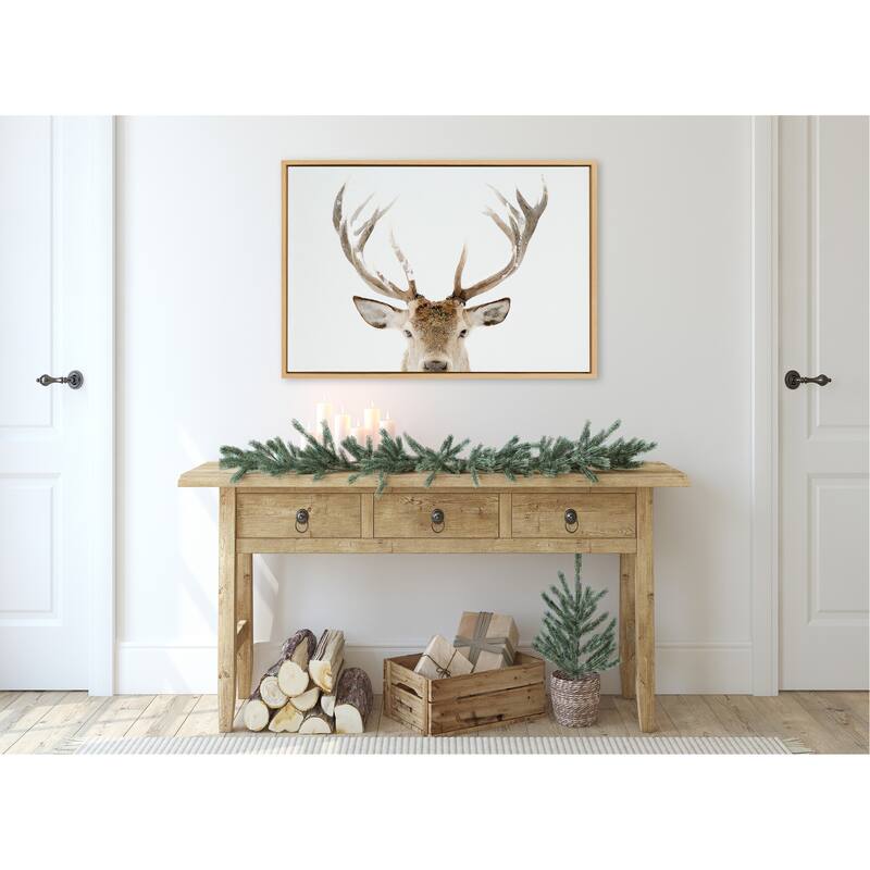 Kate and Laurel Sylvie Stag Peekaboo Framed Canvas by Amy Peterson Art Studio