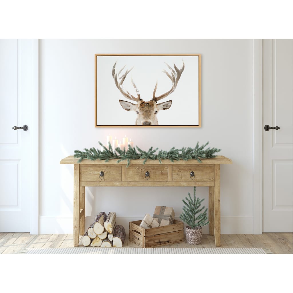 Kate and Laurel Sylvie Stag Peekaboo Framed Canvas by Amy Peterson Art Studio