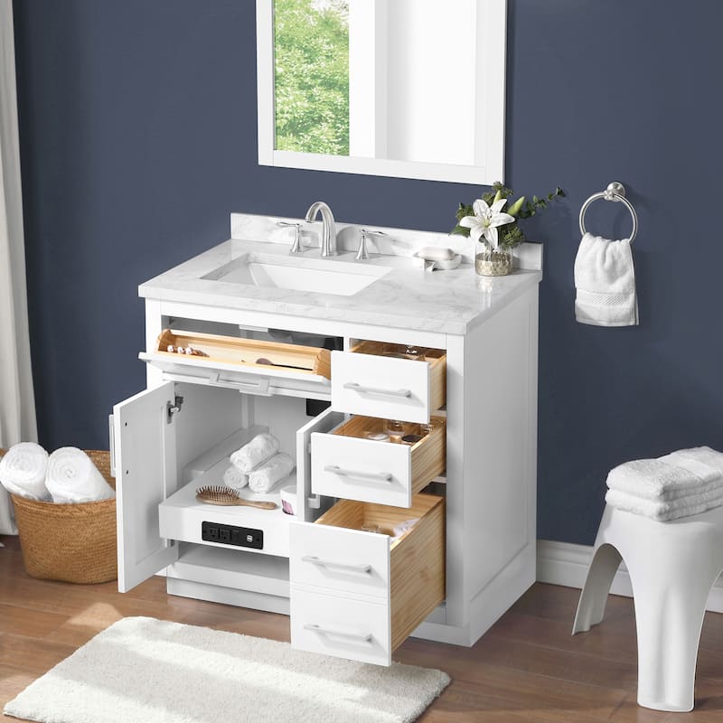 Athea Bathroom Vanity with White Engineered Marble Top