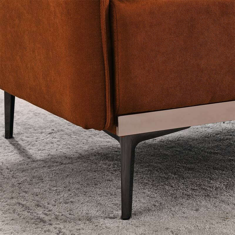 Modern Sofa 3-Seat Couch with Stainless Steel Trim and Metal Legs