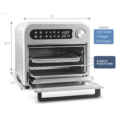 Elite Gourmet Infinite-Use Air Fryer Oven, Stainless Steel
