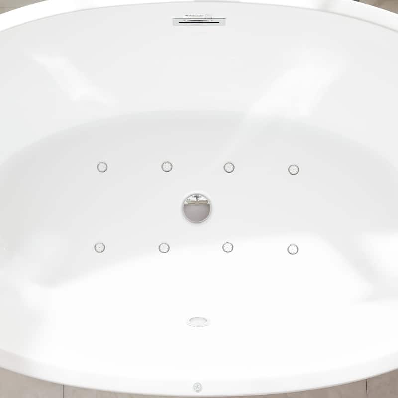 Vanity Art 55" Freestanding Acrylic Soaking Bathtub with Slotted Overflow & Pop-up Drain