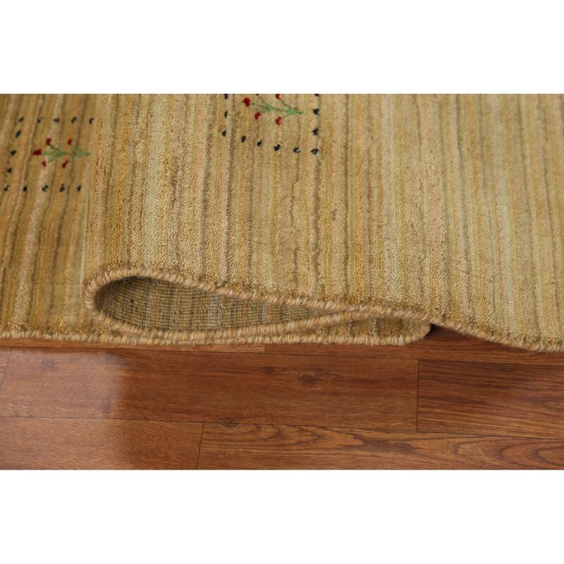 Gold Tribal Gabbeh Oriental Area Rug Handmade Wool Carpet - 4'11"x 7'11"