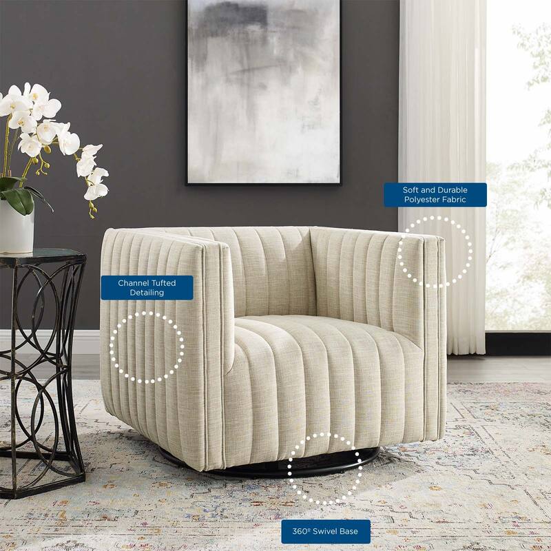 Perception Tufted Swivel Upholstered Armchair