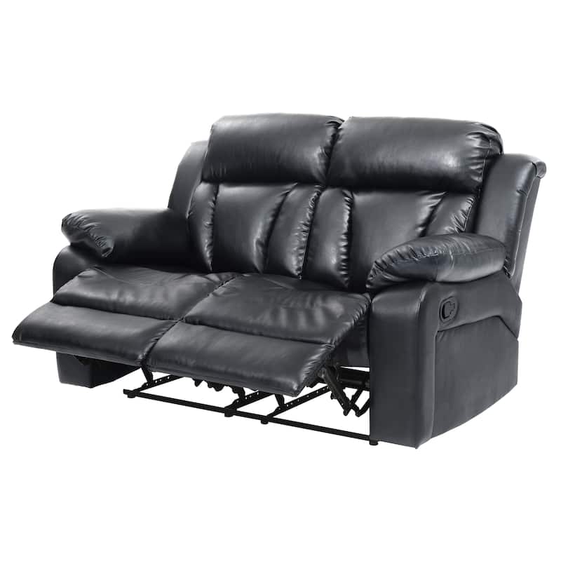 Daria Faux Leather Reclining Loveseat - Black