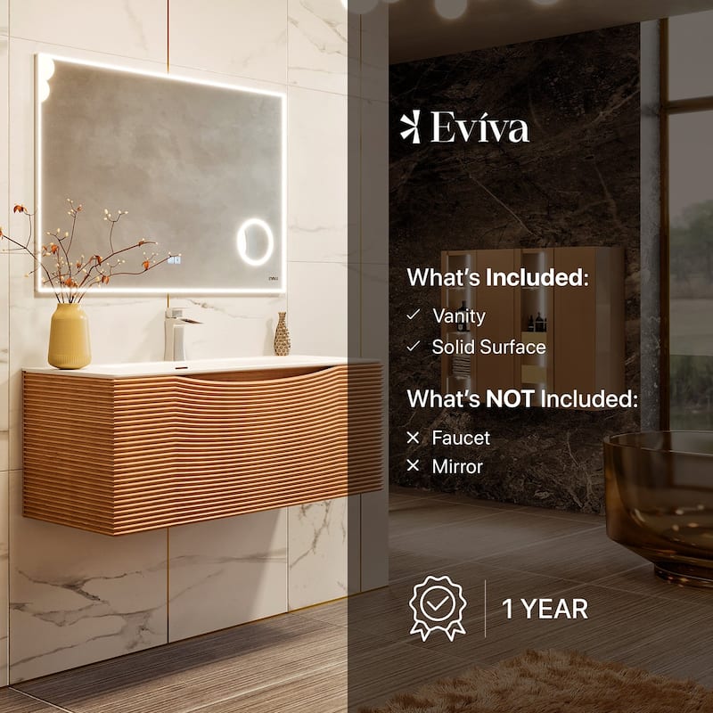 Leah 39 in. Medium Oak Bath Vanity with Solid Surface Top & Integrated Sink