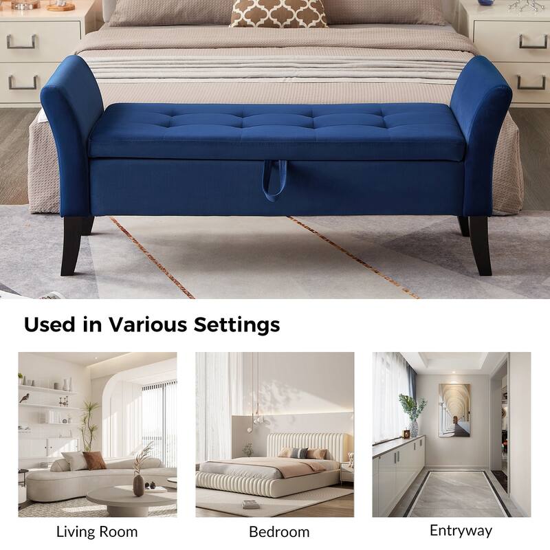 Ramiro Contemporary Velvet Storage Bench by HULALAHOME