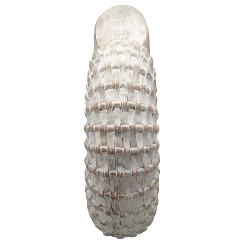 Polyresin Woven Shell Decor Figurine - White