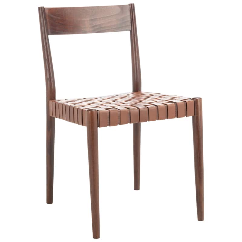 SAFAVIEH Myrle Leather Dining Room Chair (Set of 2) - 18.5" W x 20" L x 31.5" H - 19Wx20Dx32H