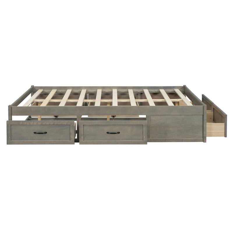 Full Size MDF Platform Bed with 6 Storage Drawers and 350lb Weight Capacity