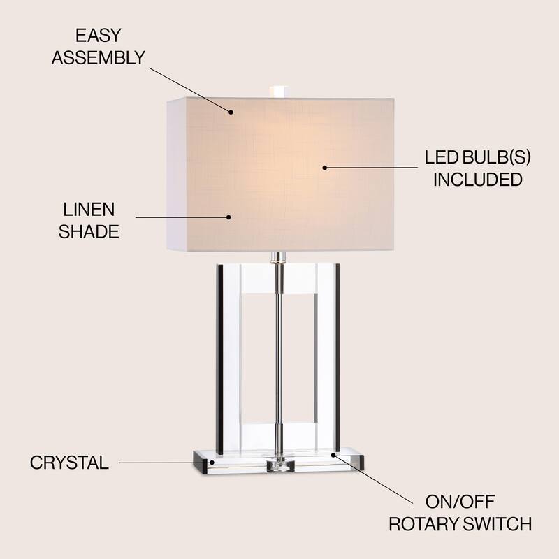 Day 26" Crystal LED Table Lamp, Clear/Black by JONATHAN Y