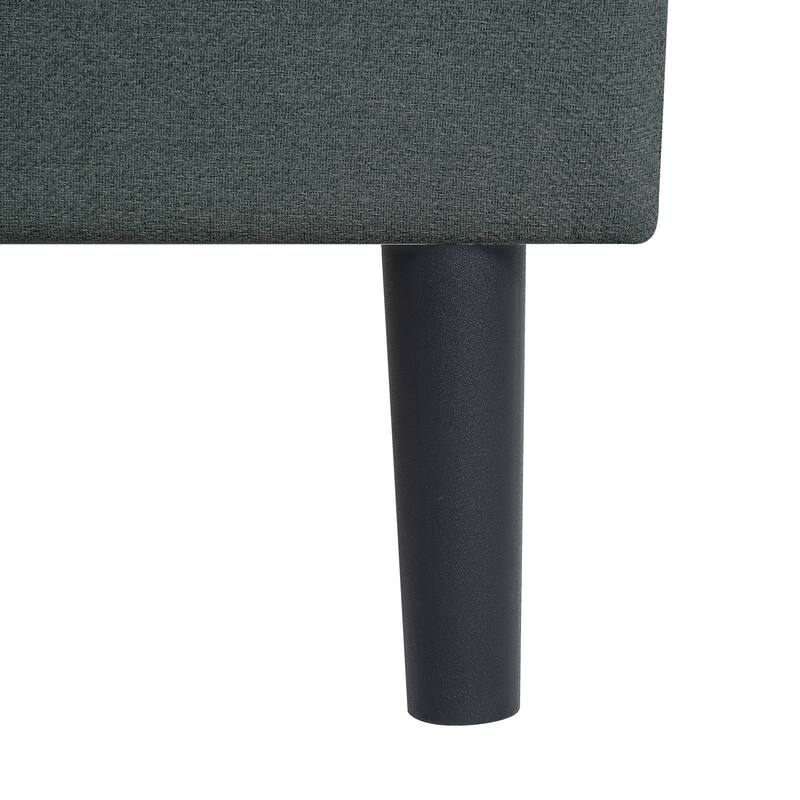 Twin Size Upholstered Bed Frame with Button Tufted Linen Headboard