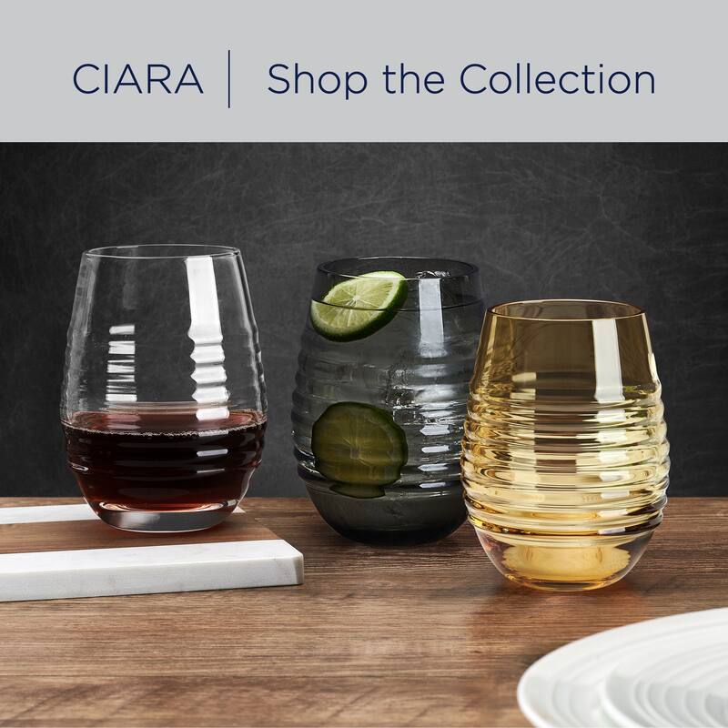 Mikasa Set of 4 Ciara Stemless Wine Glasses, 18 Oz, Smoke