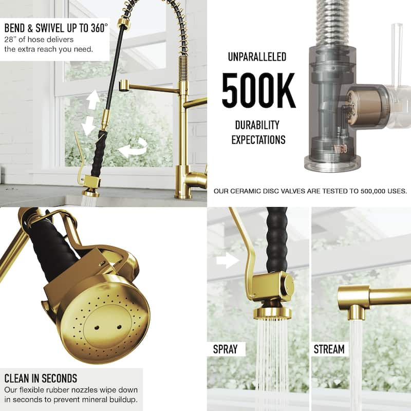 VIGO Zurich 27" H Single Handle Pull-Down Sprayer Kitchen Faucet