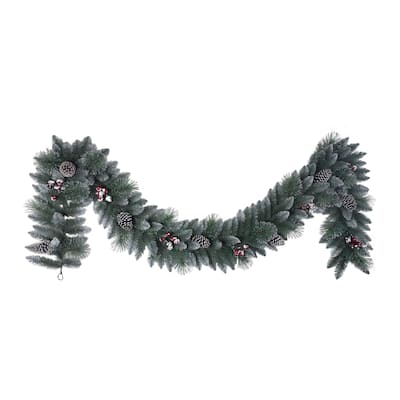 Puleo International 9' Sterling Pine Artificial Garland