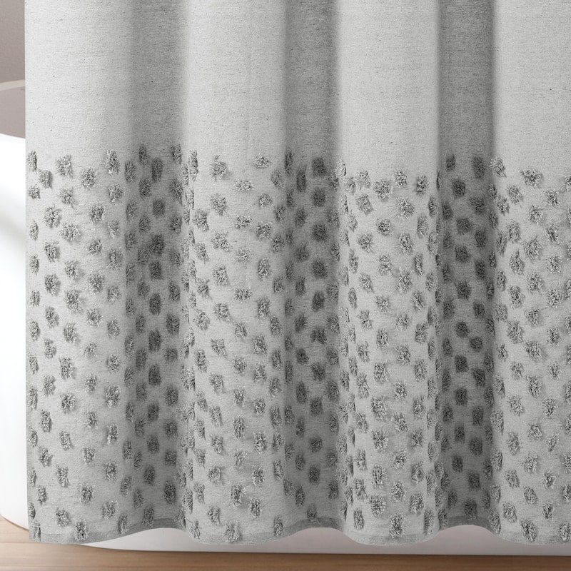 Lush Decor Boho Polka Dot Yarn Dyed Eco-Friendly Recycled Cotton Shower Curtain Single