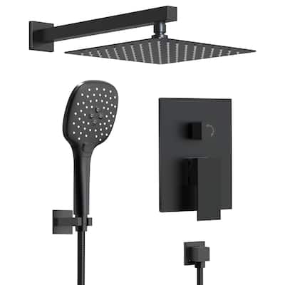 GRANDJOY Shower System 10inch Wall Mount Rainfall Shower Head and Handheld Shower Spray Multifunction