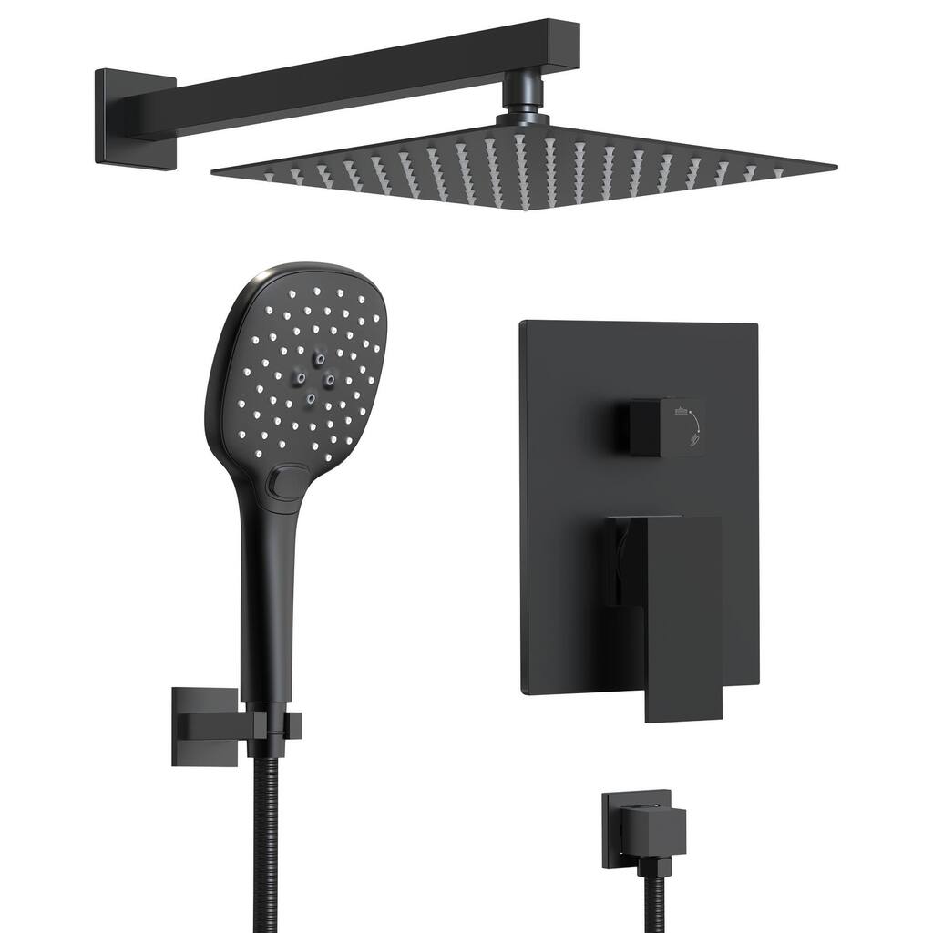 GRANDJOY Shower System 10inch Wall Mount Rainfall Shower Head and Handheld Shower Spray Multifunction