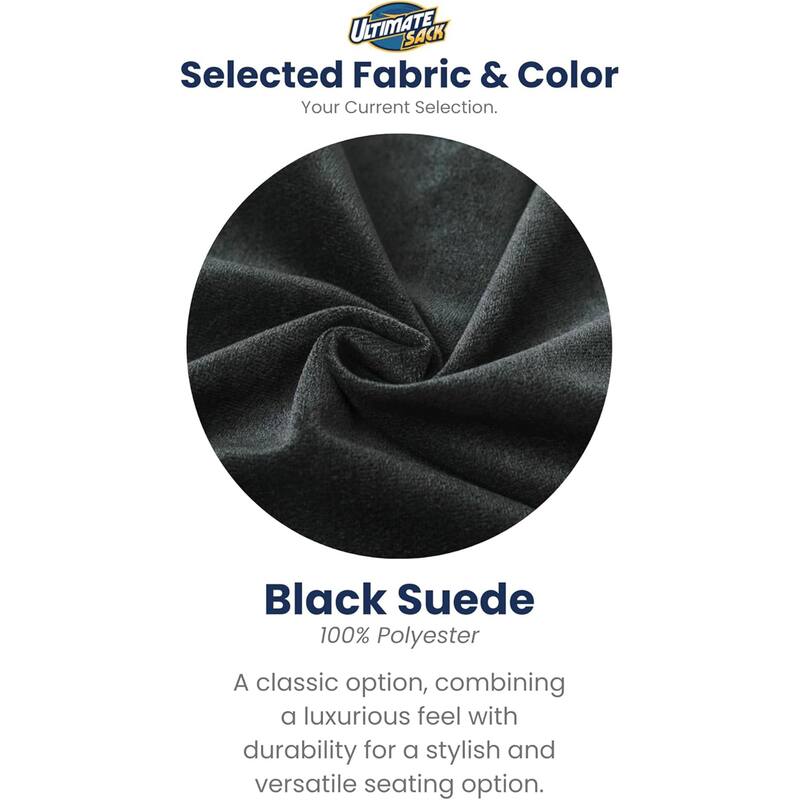 Ultimate Sack 4ft Bean Bag Chair and Footstool, Oversized Lounger, Black Suede