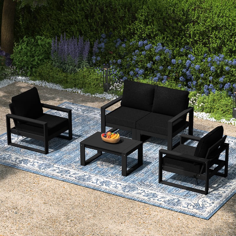 Endless Patio Sectional 5-Piece Deep Seating Set with Black Frame