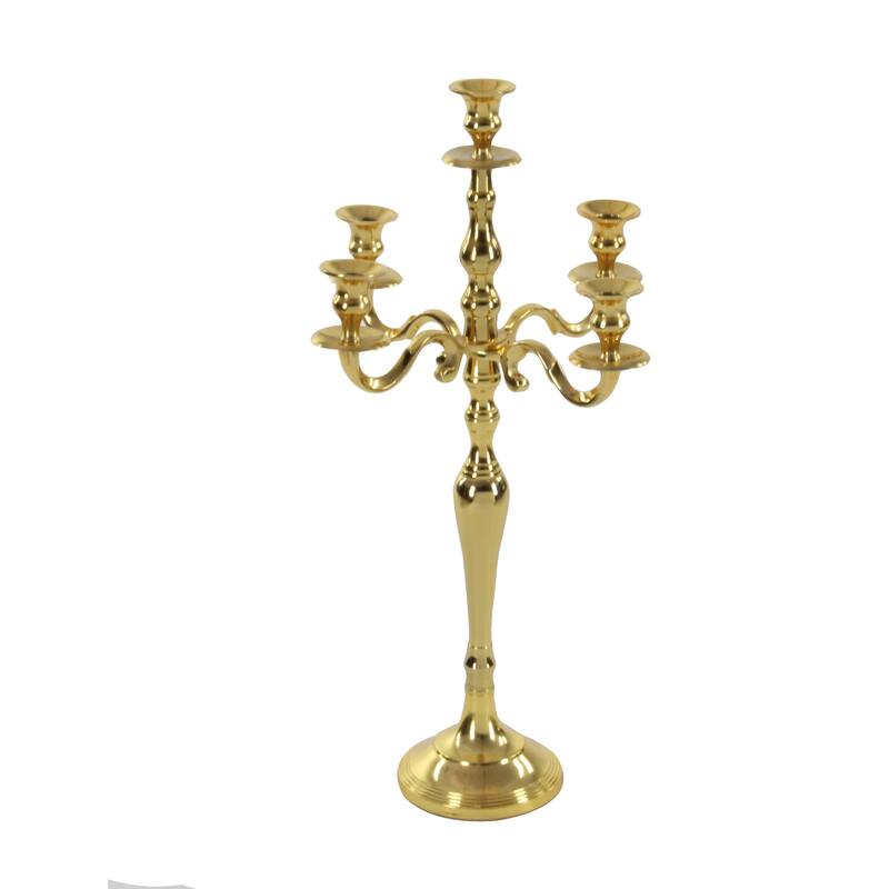 Aluminum Metal Candelabra - Gold - Roche River Decor - 14"W x 14"L x 25"H