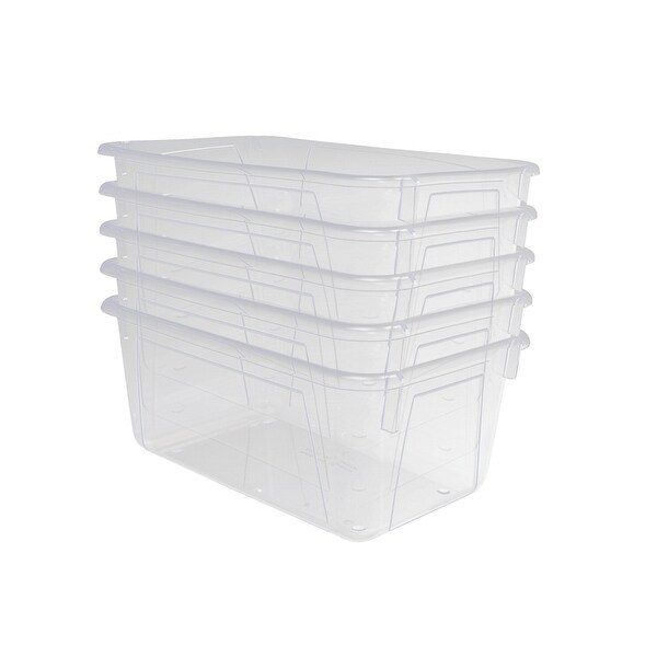 School Smart Stackable Storage Totes, 12 x 8 x 5 Inches, Translucent, Pack of 5