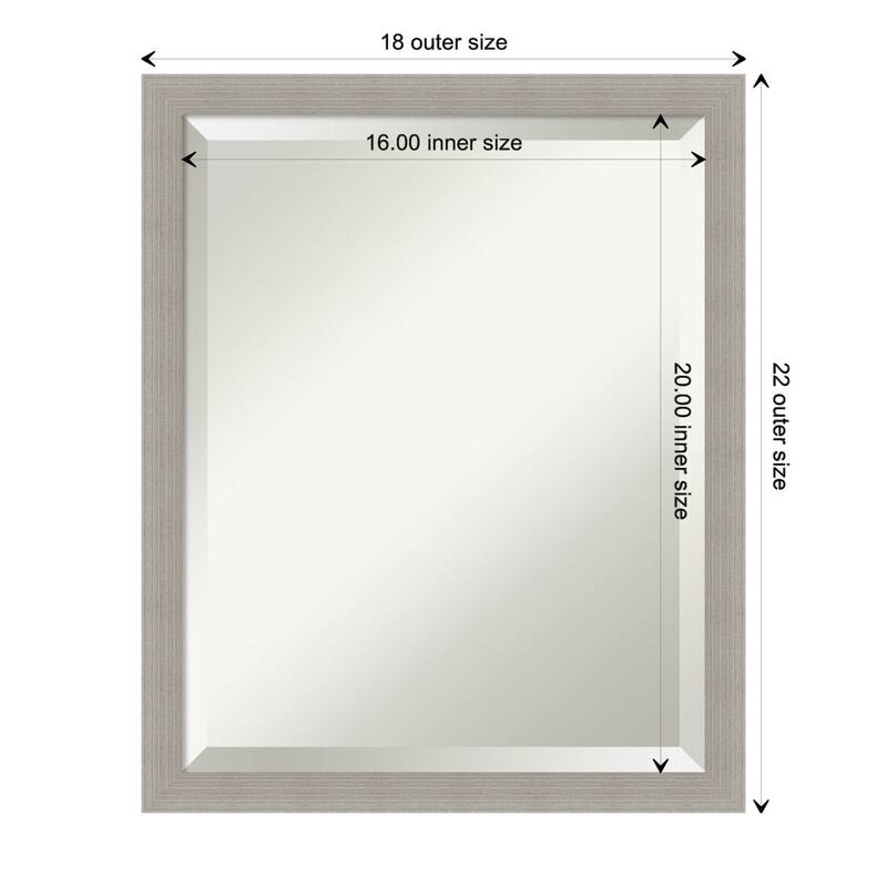 Woodgrain Stripe Beveled Wood Framed Wall Mirror - Woodgrain Stripe Grey - Glass Size 16x20