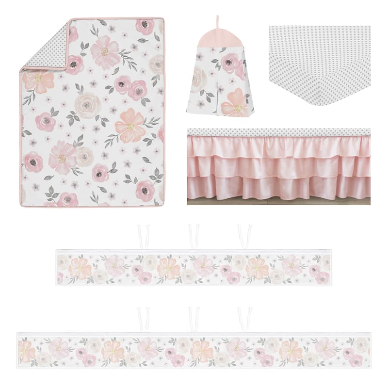 Boho Floral Girl Sweet Jojo Designs 6pc Crib Bedding + BreathableBaby Breathable Mesh Liner Bohemian Farmhouse