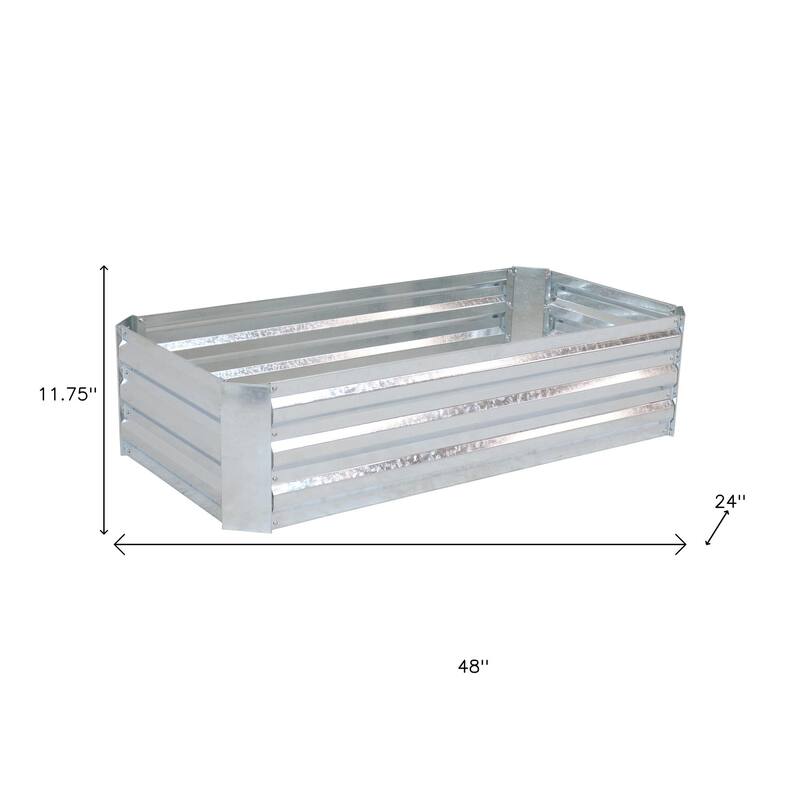 HomeRoots 12" X 48" Silver Metal Rectangular Raised Garden Bed