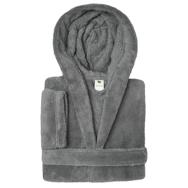 slide 2 of 22, Sweet Kids 100% Polyester SUPER PLUSH Double Brushed Hooded Bathrobe Grey - Large