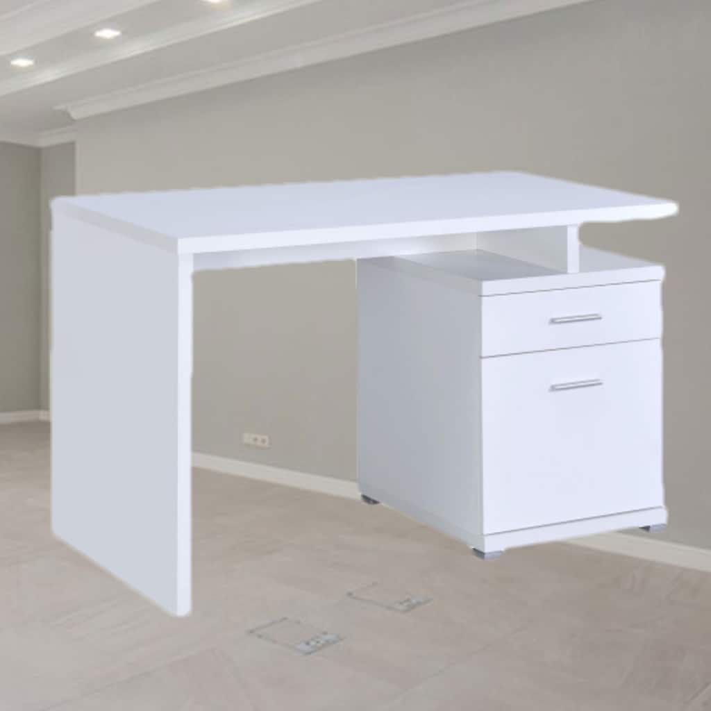 Modern 2-Drawer Office Desk with Flexible Reversible Setup and Ample Storage for Documents and Office Supplies