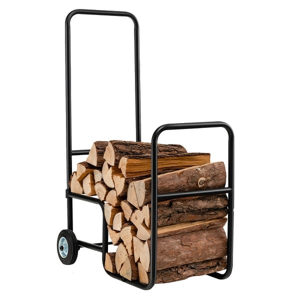 Costway Firewood Carrier Log Wood Mover Hauler Fire Rack Caddy Cart Dolly Rolling