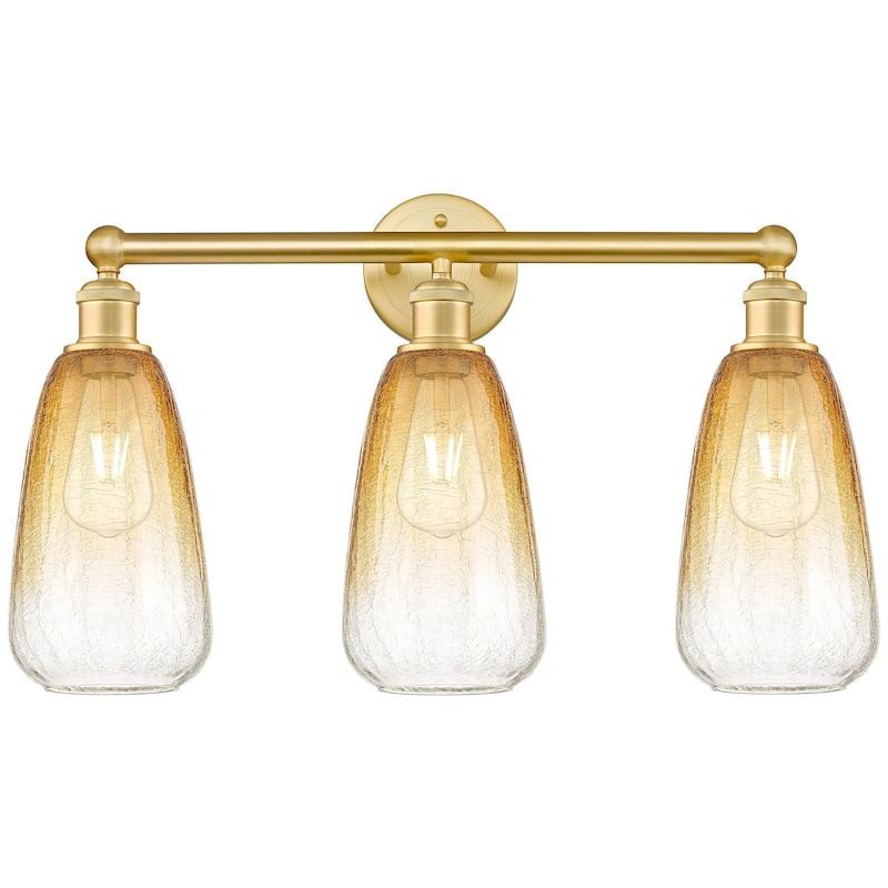 Innovations Lighting 616-3W-16-24 Brookhaven Almond Vanity Brookhaven - Satin Gold / Amber