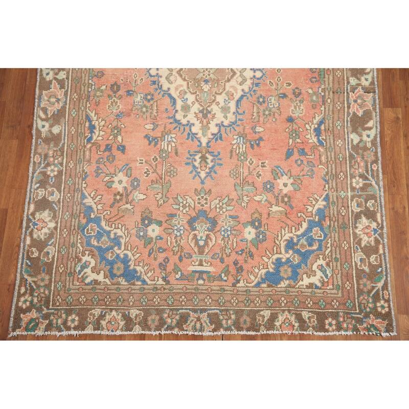 Hand Knotted Oriental 100% Wool Carpet Traditional Floral Pink Hamedan Area Rug - 8' 8'' X 5' 6''