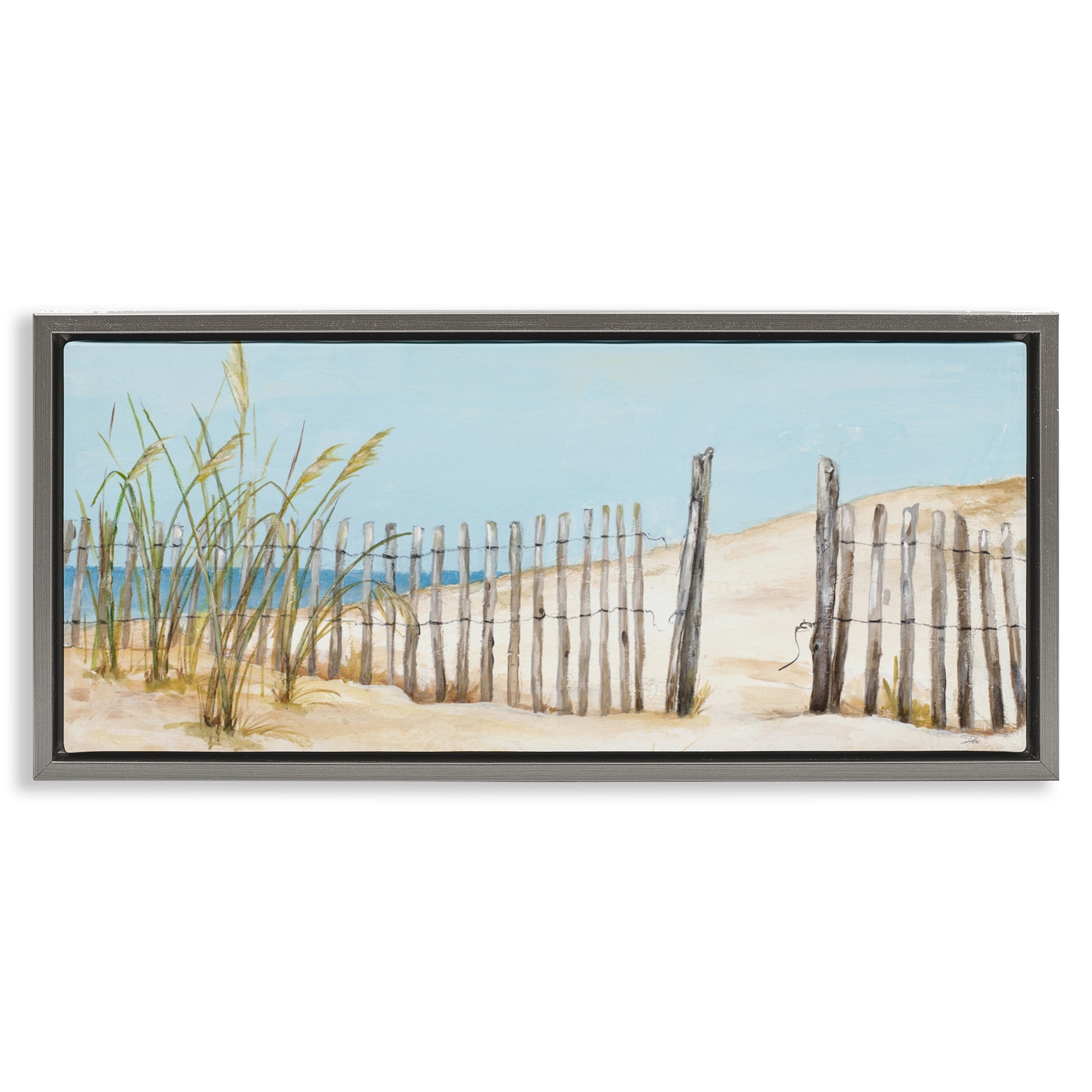 Stupell Beach Fence Opening Framed Floater Canvas Wall Art Design By Patricia Pinto
