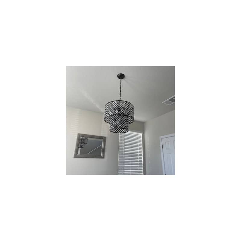 Modern 8-Light Pendant Chandelier - Black Finish Luxury Lighting Fixture - 15