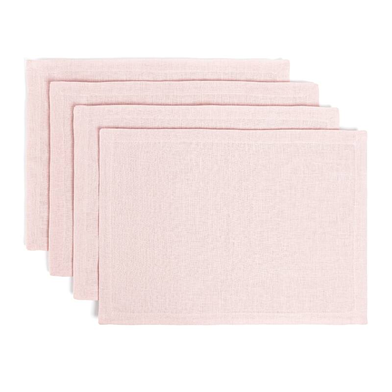 over&back 100% Linen Woven Placemats - Machine Washable - Set of 4 - Pink