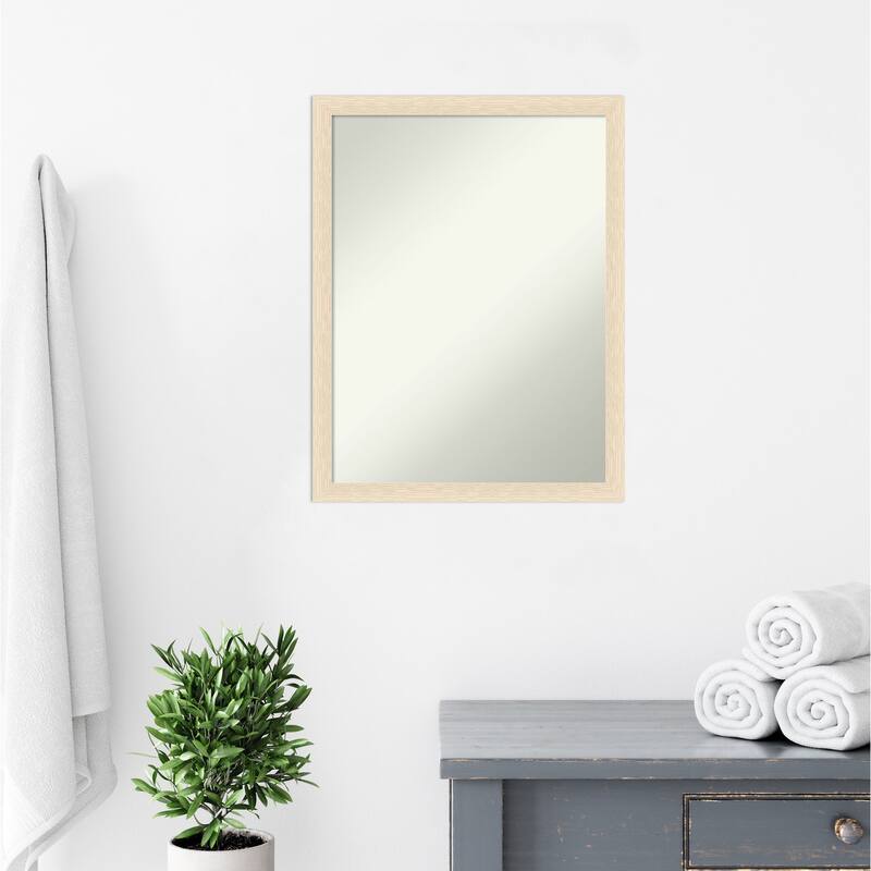Woodgrain Stripe Non-Beveled Wood Framed Bathroom Vanity Wall Mirror