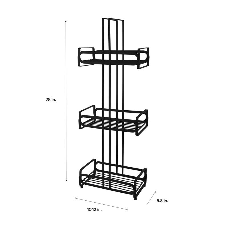Elle Décor Noir 3 Tier Spa Tower in Black - 10.12" x 5.83" x 28.19"