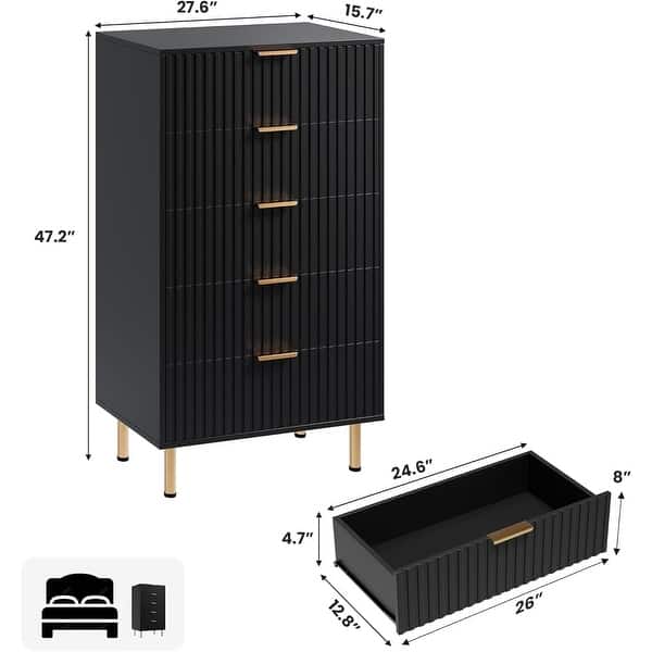 48" Black 5-Drawer Fluted Dresser Wide Top - Bed Bath & Beyond - 43999817 48" Black 5-Drawer Fluted Dresser Wide Top - Bed Bath & Beyond - 43999817