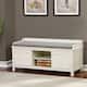 Linon Edison Lakeville White Metal/Wood Cushioned Storage Bench