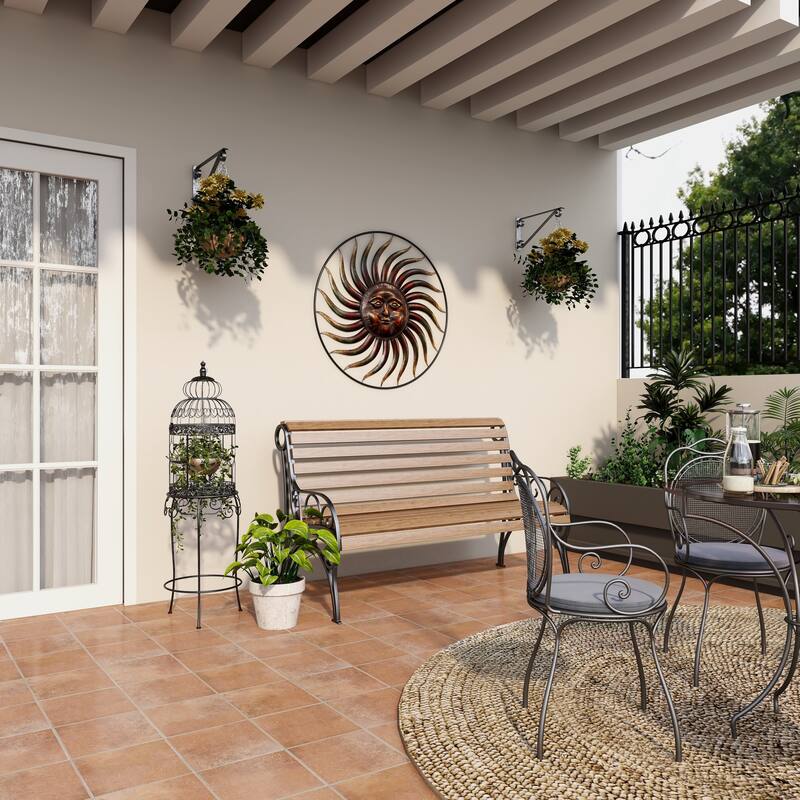 Black Metal Indoor Outdoor On Removable Stand Birdcage with Latch Lock Closure and Top Hook