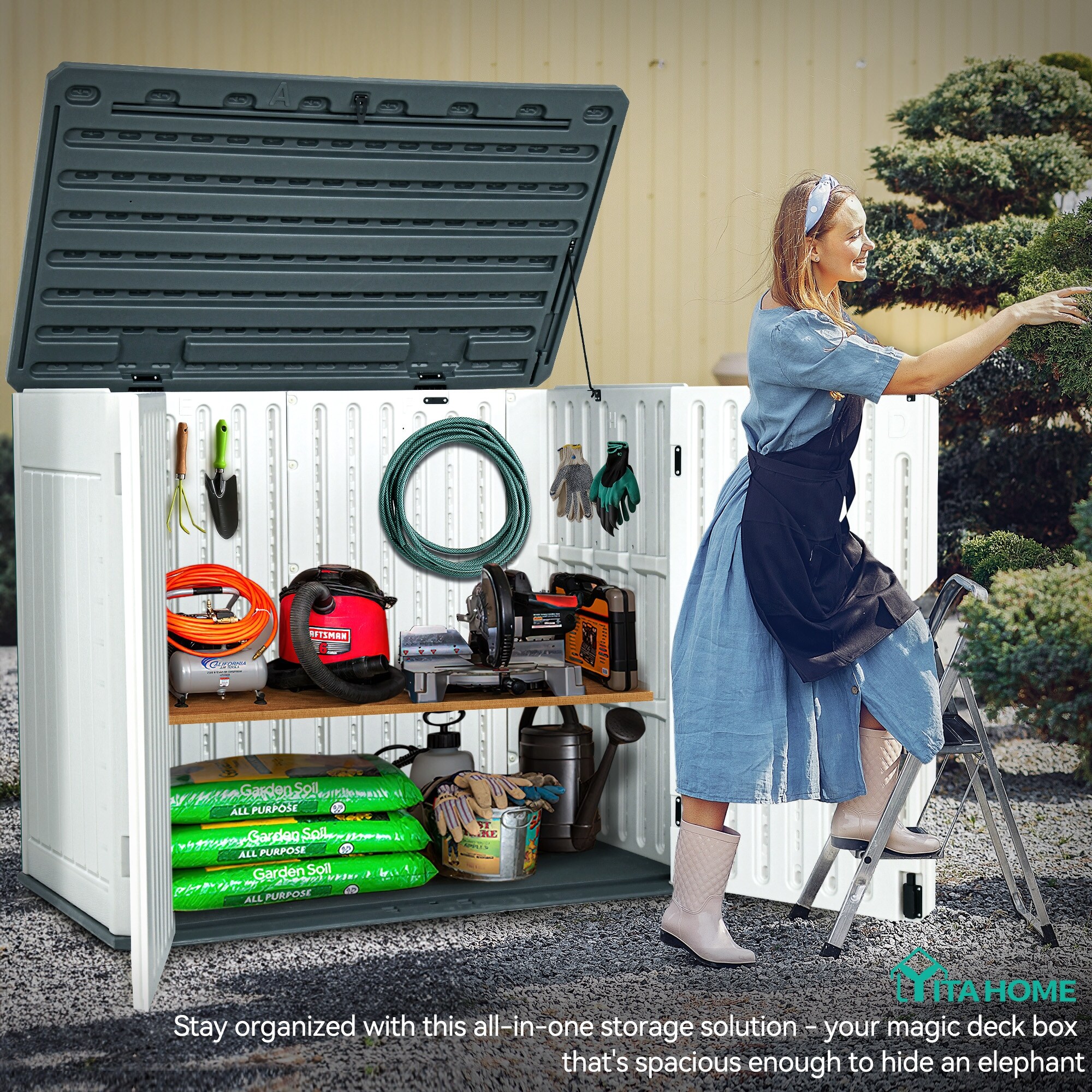 Moasis 4.45 ft. W x 2.75 ft. D Resin Horizontal Storage Shed - Bed