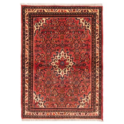 ECARPETGALLERY Hand-knotted Andelz Red Wool Rug - 3'7 x 4'11