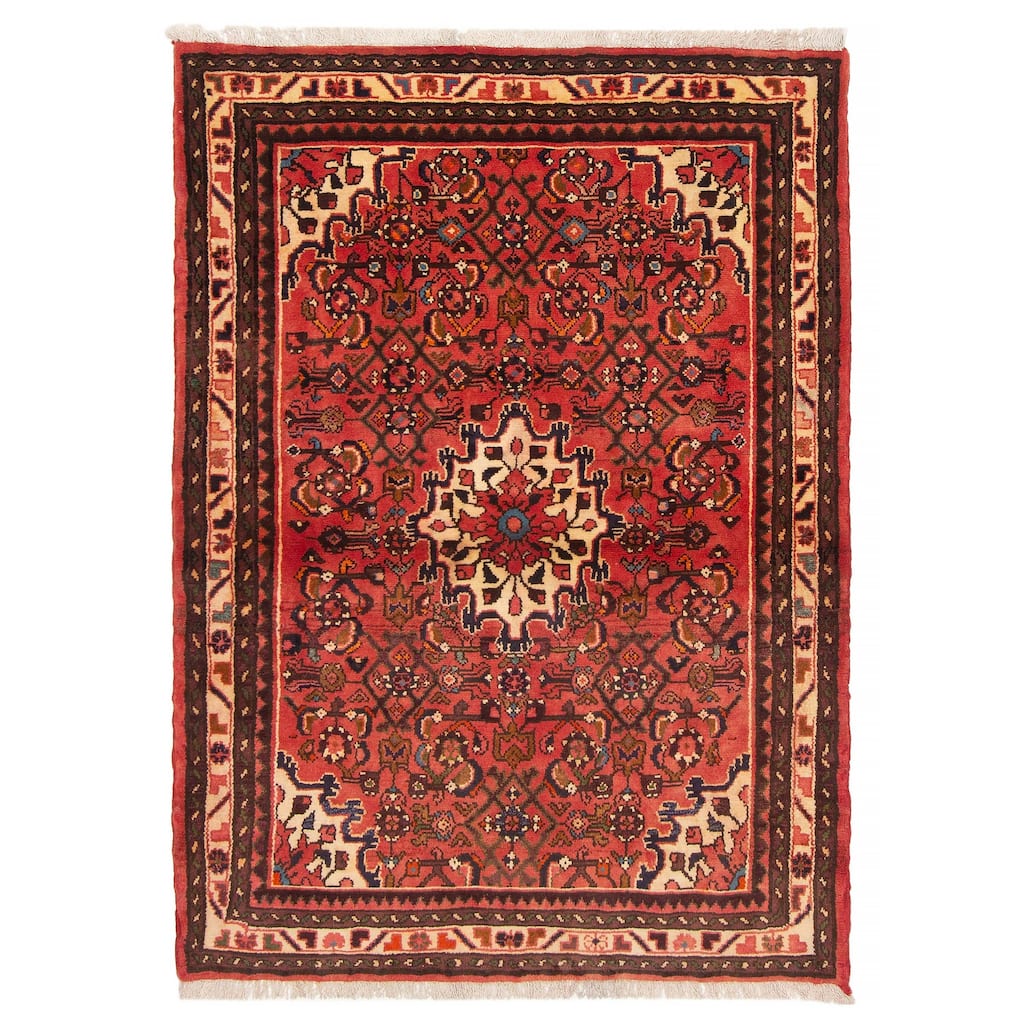 ECARPETGALLERY Hand-knotted Andelz Red Wool Rug - 3'7 x 4'11